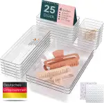 uandu Schubladen Organizer 25er Set mit 4 Größen – Schminktisch & Kosmetik Aufbewahrung für Schublade – MakeUp Ordnungssystem für Badezimmer, Küche & Büro