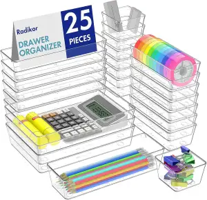 Schubladeneinsatz Schubladen Organizer -25 Stück Schminktisch Organizer in 4 Grö