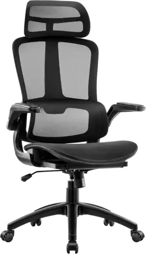 Bürostuhl Ergonomisch Schreibtischstuhl mit Adaptiv Lordosenstütze, Chefsessel aus Kohlenstoff Ne...