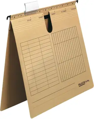 Original Falken 25er Pack Hängehefter UniReg. Made in Germany. Kaufmännische Heftung, aus Recycling-Karton für DIN A4 braun Blauer Engel ideal für die lose Blatt-Ablage im Büro und der Behörde