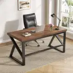 IBF Schreibtisch Holz Computertisch Massivholz Rustikal Echtholz Schreibtische Für Homeoffice Schreiben Studie Vintage Industriell Holzern PC Gaming Workstation Computertisch Braun 120 cm