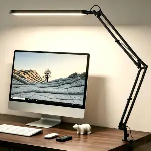 SKYLEO Schreibtischlampe LED – Schreibtischlampe klemmbar 1300LM – 5 Farbmodi x 