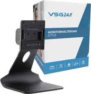 VSG24 Style Design Monitor Halterung, Vollmetall VESA 100x100 Tischhalterung, Bildschirm Standfuss POS, Schreibtisch Monitorständer 10-22 Zoll, Touchscreen Kassensystem, Mount Arm für Tisch Schwarz
