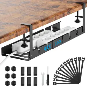 Kabelkanal Schreibtisch Ohne Bohren Schwarz, 33-55cm Verstellbarer Kabelmanageme