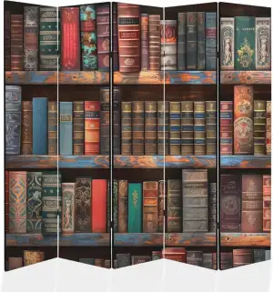 Paravent Raumteiler Holz 225x172 cm, 5-teilig einseitig, Sichtschutzwand