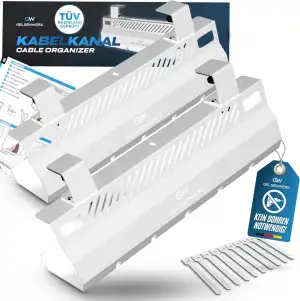 Kabelkanal Schreibtisch Weiß 2er Set – Kabelmanagement Schreibtisch für saubere 