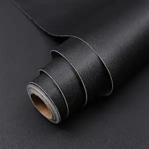 Hode Klebefolie Möbel Schwarz Matt 40X300cm, Möbelfolie Schwarz Selbstklebende F