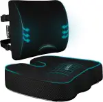 FORTEM Sitzkissen und Lendenkissen für Bürostuhl, Sitzpolster, Memory-Schaum Rückenkissen, Lordosenstütze Auto, Rutschfestes Sitz- und Rückenpolster für Gaming, Autositzkissen, Stuhlauflage