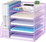 Marbrasse Schreibtisch Organizer und Büro Zubehör,5-Tier Briefablage,Mesh Büro Organizer für Schreibtischzubehör & Ablage(Violett)