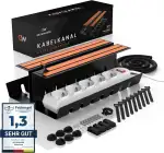 Kabelkanal Schreibtisch Schwarz - Kabelmanagement Set selbstklebend & verschraubbar - Kabel Organizer & Kabelwanne ohne Bohren - 2er Komplettset für Büro & Home Office