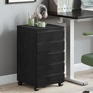 Hzuaneri Rollcontainer, mobiler Aktenschrank, Schubladenschrank mit 5 Schubladen