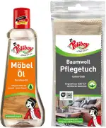 POLIBOY Möbel Öl - Holzpflegemittel für unbehandelte und geölte Holzmöbel - Farbloses Holzöl zur Auffrischung und Pflege - 1x 200 ml - inkl. Baumwolltuch zur Anwendung - Made in Germany