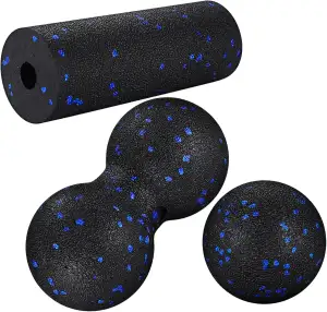 3 Stück Faszienball Set, Faszienrolle Klein & Massageball & Erdnuss Faszien Ball