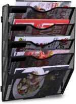 TQVAI 5 Fächer Zeitschriftenhalter Wand Metall Dokumenten Organizer Papier A4 Flyerhalter Postsortierer Dokumentenablage für Büro Zuhause Schule, Schwarz