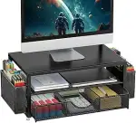 Monitorständer mit Schublade, Schreibtischorganizer und Zubehör, 2-stufiger Computer Monitor Erhö...