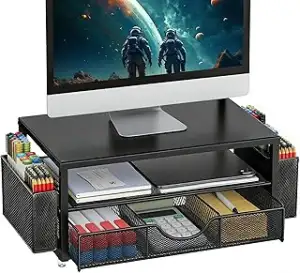 Monitorständer mit Schublade, Schreibtischorganizer und Zubehör, 2-stufiger Comp