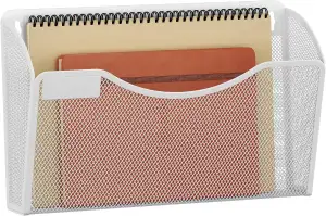EasyPAG Metall Querformat A4 Zeitschriftenhalter Wand Zeitschriften Wandhalter Aktenablage Dokumentenhalter Hängend Magazin Organizer mit Tag-Platte,Weiß