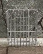 Papierkorb FIX – Mülleimer, Drahtgitter-Abfallbehälter 25 Liter, zum Hängen oder Stellen, stapelbar, Edelstahlfarbig beschichtet