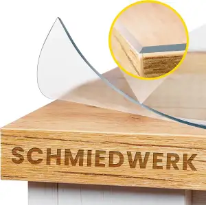 Tischschutz transparent nach Maß in 2mm mit Wohlfühlkante - glasklare Folie - Sc